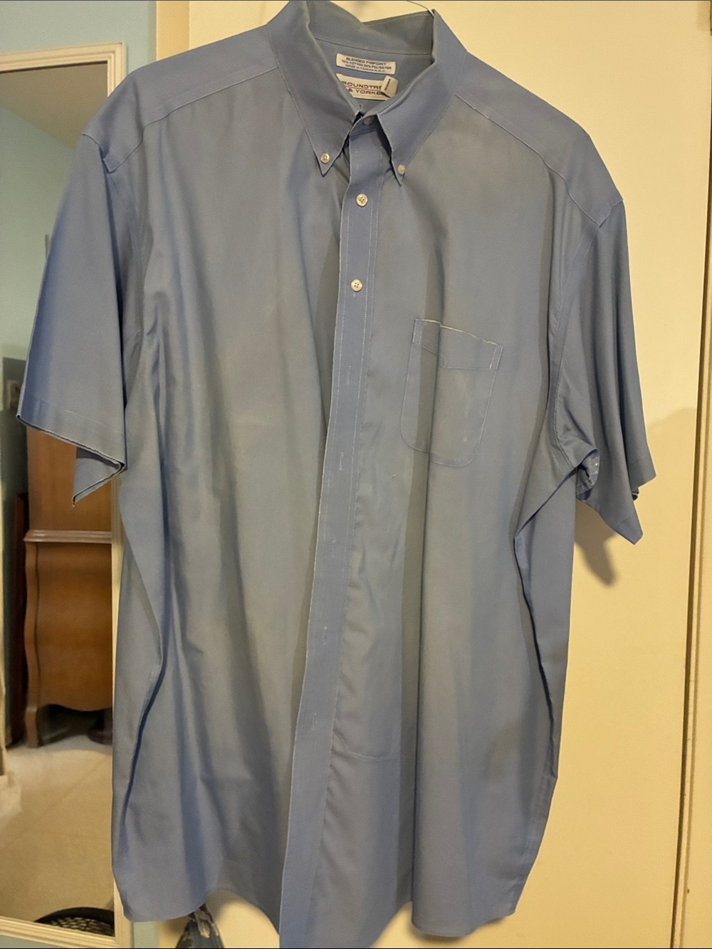 Roundtree & Yorke Big and Tall Light Blue Short-Sleeve Button-Down Shirt